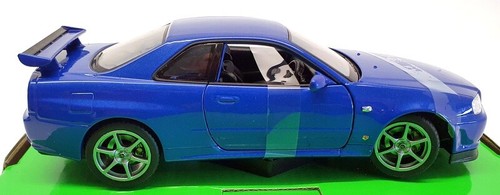 Welly 1/24 Scale Model Car 24108W - Nissan Skyline GT-R (R34) - Blue - Picture 3 of 5