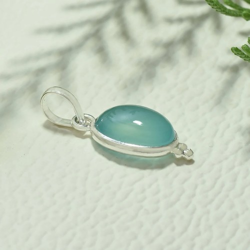 Sorprendente Acqua Calcedonio Gemma 925 Argento Sterling Mano Ciondolo Ag-104 - Foto 2 di 5