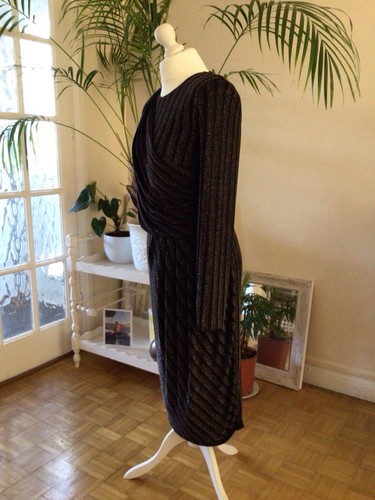 UK 10 GINA BACCONI COCKTAIL DRESS, NEW+TAG RRP £220, BLACK+SILVER/BRONZE SPARKLE - Picture 8 of 18