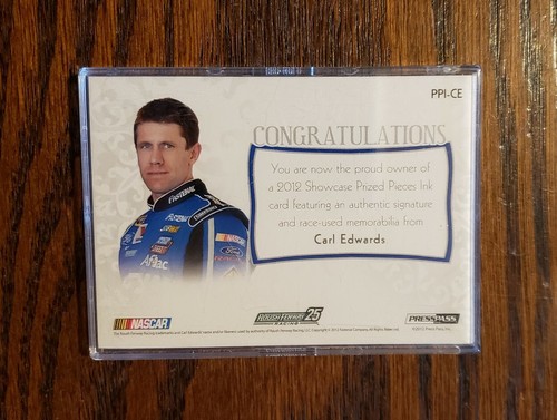 42/50 CARL EDWARDS AUTO 2012 Press Pass Showcase Prized Pieces INK FIRESUIT  - Picture 2 of 2