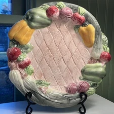 Bazaar Fruit Bowl Plate Multi-Color Embossed Vegetable Theme Ceramic 3D