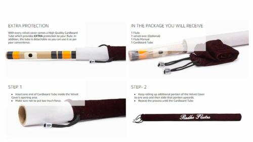 Radhe Flutes | Right Handed C Natural l Tuned With Tanpura A=440Hz | PVC Fiber - Picture 2 of 4