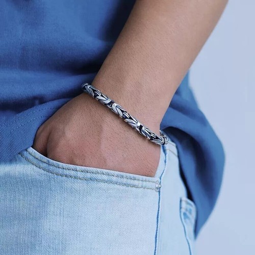NEU 925 Silber Armreif Armband Kette beliebt Vintage Armband Herren Geschenk - Bild 5 von 6