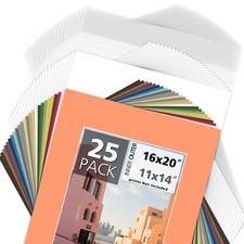 25 Pack Acid-Free Pre-Cut 16x20 Picture Mat Set Includes Backers  Clear Bags