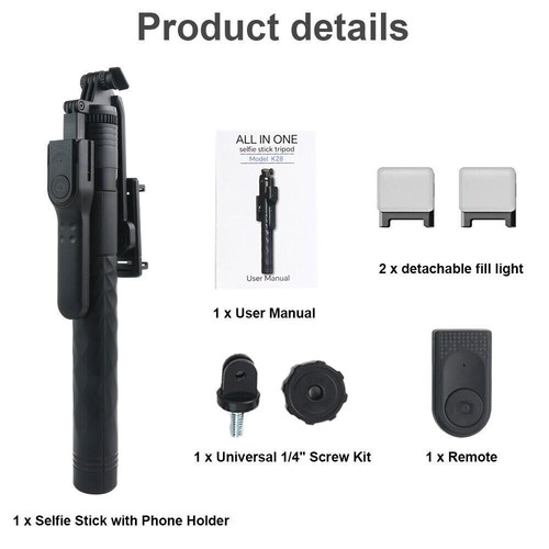 Portable 68" Wireless Remote Selfie Stick Tripod Phone Stand For iPhone Samsung - Picture 15 of 22
