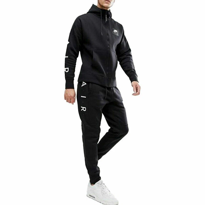 NIKE AIR Men' Hoodie Club Zip Hoody Full Tracksuit Cotton Arm Print Hoody/Jogger