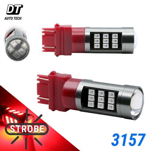 2X 3157 CK Rojo Estroboscópico Brillante Alerta Trasera Seguridad Luz de Freno/Bombillas de Estacionamiento - Imagen 7 de 7