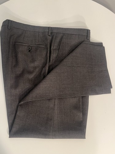 Hugo Boss gray nailshead 2-pc suit men size 46s flat pants 40x29 2B2V Super110 - Picture 14 of 17