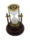 Handcrafted Hourglass Timer with White Sand Wooden Compass Base, Elegant Home
