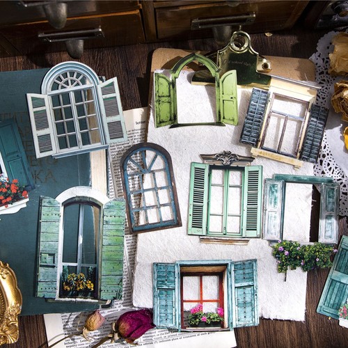 10Pcs Vintage Windows Stickers Junk Journal Album Card DIY Scrapbooking Sticker - Picture 2 of 18