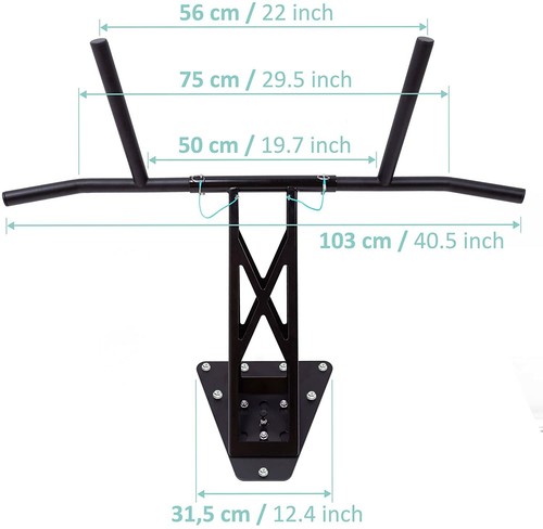 Barra de dominadas premium y barra de inmersión para el hogar en la pared y al aire libre en el jardín - Imagen 9 de 45