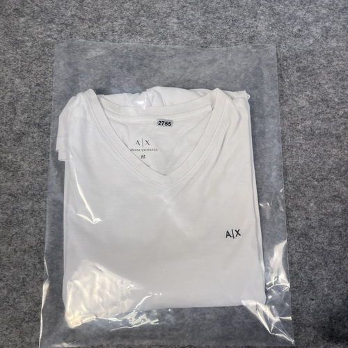 Armani Exchange Shirt Medium Black White V Neck Lot 2 Slim 100% Pima Cotton Peru - Picture 14 of 14
