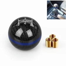 Blue Stripe Universal Real Carbon Fiber Ball Manual MT Gear Shift Shifter Knob