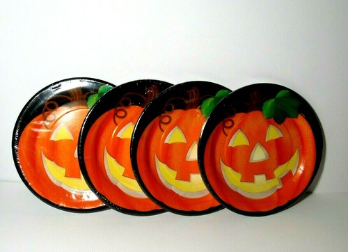 Paper Plates Halloween Party Pumpkin Jack O Lanterns 9" 4 Packages - Picture 2 of 4