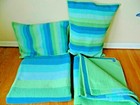 (2) Pottery Barn Teen Quilts (83" x 83")  +  2 Shams   - Green Striped Pattern