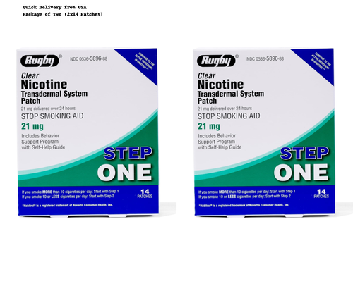 Rugby Clear Nicotina Patch 21Mg - Patch Sistema Transdermico - 2 pax (14 cadauno) - Foto 1 di 7