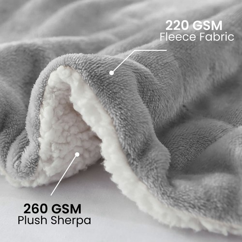 480 GSM Luxury Heavy Sherpa Blanket Warm Faux Fur Mink Sofa Bed Fleece Throw UK - Picture 15 of 165