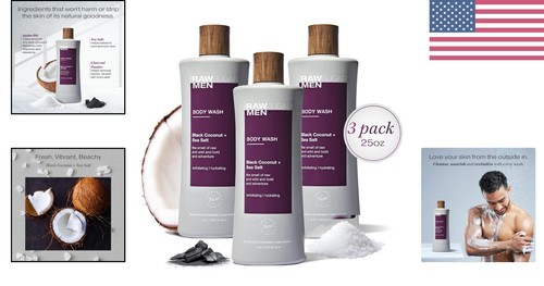 Valentine's Day Gift - 3-Pack Men's Body Wash, Exfoliating & Refreshing - Picture 2 of 9