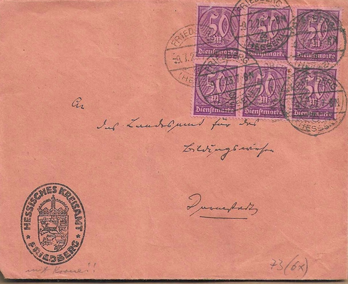 Los1 vom 07.06 Heimatbeleg aus Friedberg in Hessen 1923