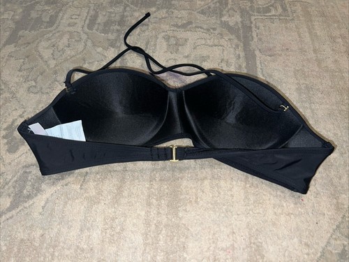 Bikini Top Padded Black Breaking Waves Swim Wear Size XL Removeable Straps - Picture 3 of 5