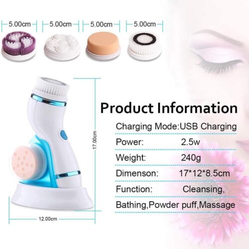 4in1 Face Cleaner Waterproof Electric rechargable Facial Skin Cleansing brush AU - Picture 9 of 14