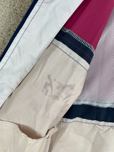 Giacca a vento vintage Reebok uomo piccolo colletto full zip foderata rosa bianco - Foto 12 di 17