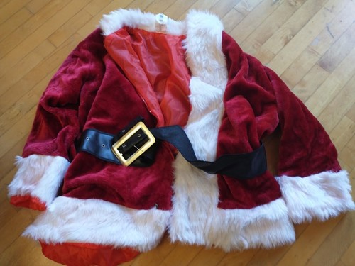 7 piece Santa Claus Suit w/ Hat, Jacket, Pants, Belt, Boot Tops, Hair, Beard