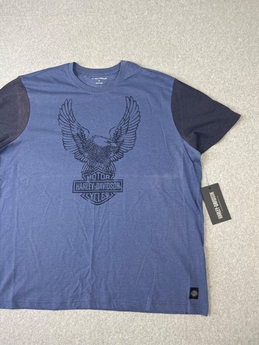 Harley Davidson Road Captain Shirt Mens 3XL Blue Black Colorblock Biker Tee - Picture 4 of 11