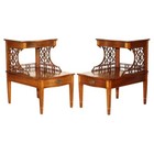 PAIR OF WALNUT FRET WORK CARVED THOMAS CHIPPENDALE SHERATON REVIVAL SIDE TABLES