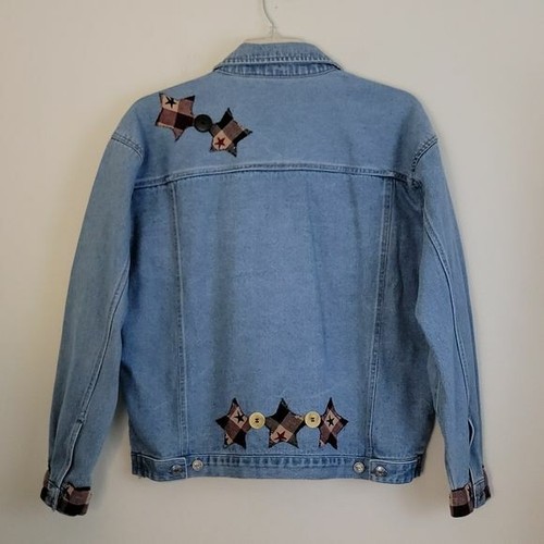 Most Wanted Made In Earth By Humans Applique Blue Denim Jean Jacket L - Bild 6 von 11