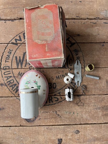 Vintage NOS Paulding Porcelain Wall Sconce Bath Room Light Fixture Floral - Picture 1 of 8