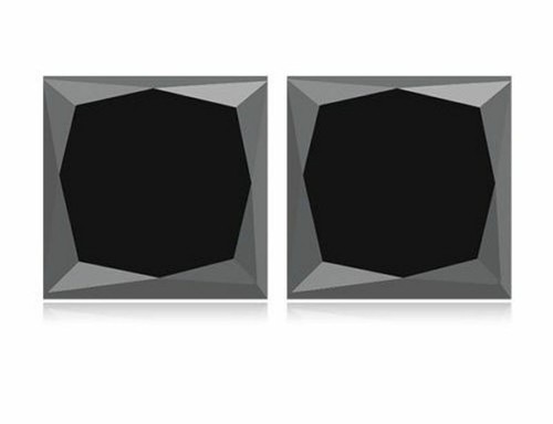 2pcs of 1.00Cts Each Natural Princess Cut Black Loose Diamond Pair For Earrings - Bild 2 von 5