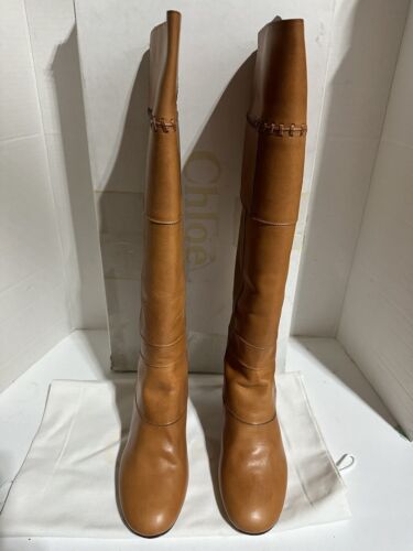 $1395 NUEVAS BOTAS HASTA LA RODILLA CHLOE EU 37.5 Se adapta a US 6, 6.5 de cuero retazos NUEVAS ESTRECHAS - Imagen 3 de 15