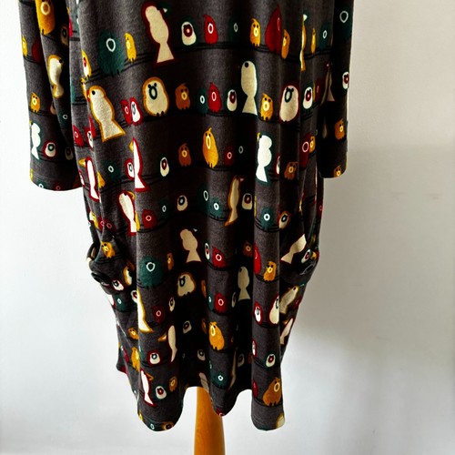 Joe Browns Grey Multicolour Owl Print Jersey Tunic Dress Pockets Size 22 BNWT - Picture 5 of 14