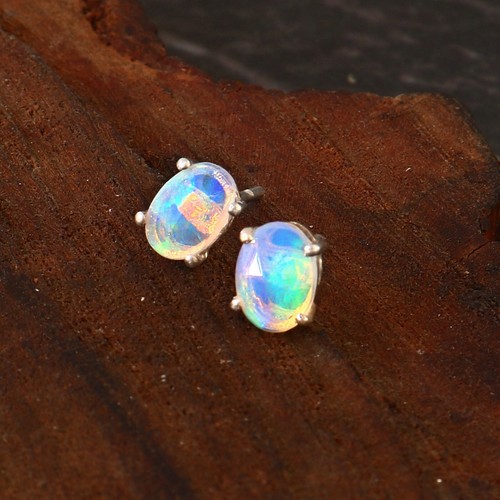 Feueropal Ohrstecker Geneuine Opal Multicolor Ohrringe Matrix Opal 1065 - Bild 2 von 2