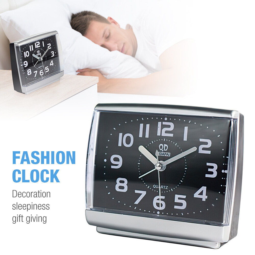 Battery Operated Quartz Alarm Clock Night No Tick Silent Bedside Clocks