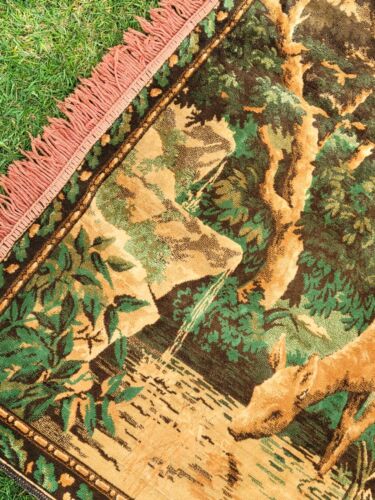 Antiker " Landhaus Hirsch Samt Wandteppich " Vintage Wandbehang & Teppich sehr guter Zustand - Bild 2 von 23