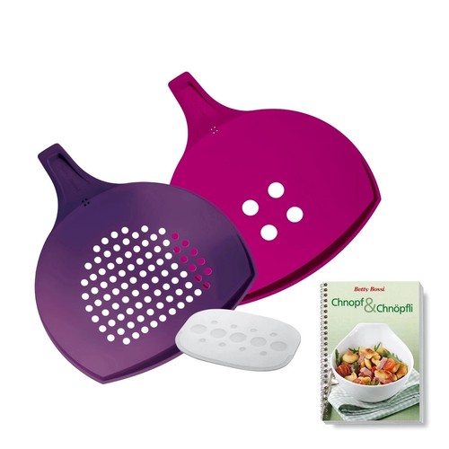 BETTY BOSSI Knöpfle-Set Nudelsieb Gnocchi Knöpfle Kunststoff Rot Violett NEU - Bild 1 von 4