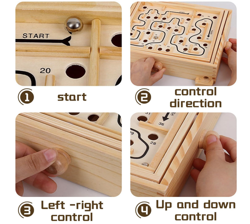 Wooden Maze Game Toy,Maze Puzzle Board,Wooden Labyrinth Game for Adults Kids - Picture 3 of 13