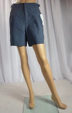 NWT $79 Athleta Size 12 Regular Granite Blue Voyager Linen Short Shorts #586829
