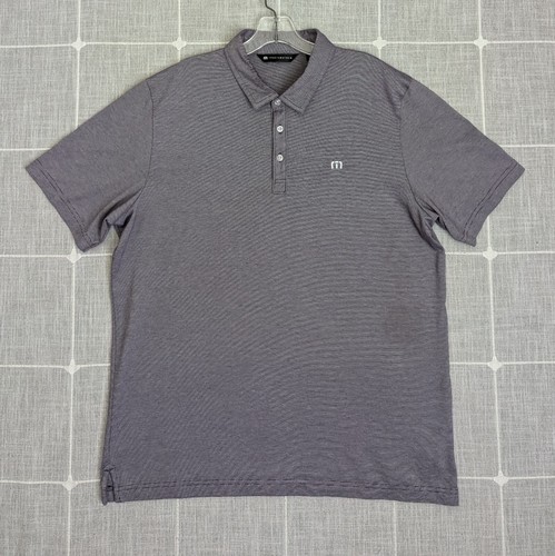 Travis Mathew Golf Polo Shirt Mens L/XL Purple Casual Activewear Stain** - Picture 1 of 12
