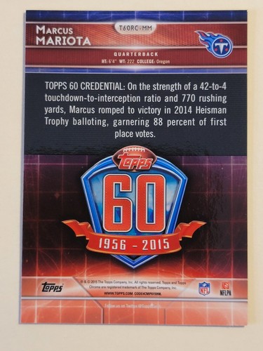 Marcus Mariota RC 2015 Topps Chrome 3 Karten - Bild 4 von 6