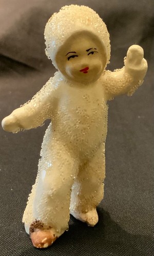 VINTAGE JAPANESE BISQUE SNOWBABY W/CORALENE - Picture 2 of 10
