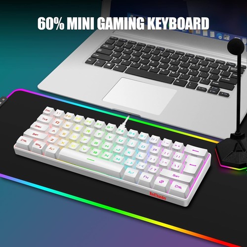RedThunder 60% RGB Gaming Keyboard Mouse Combo Wired PC PS5 Xbox White - Bild 4 von 8