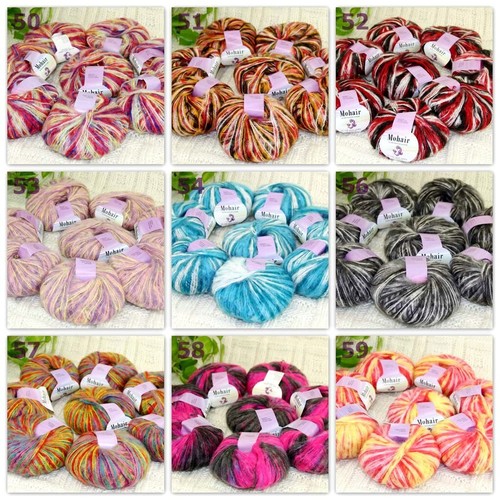60Colors 1-8 BallsX50gr Fluffy Soft Mohair Lace Crochet Shawl Hand Knitting Yarn - Picture 6 of 73