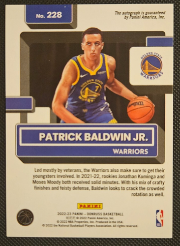 2022 Donruss Rated Rookies #228 Patrick Baldwin Jr RC ~ Choice! - Picture 2 of 2