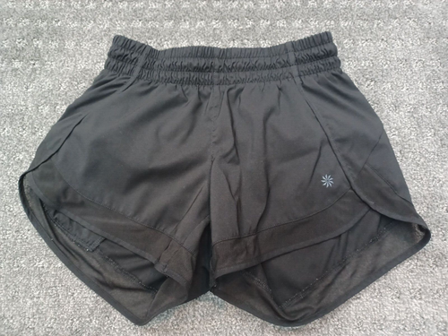 Athleta Damen Mesh Racer Run Short 4" Reißverschlusstasche - schwarz - XXS - Bild 1 von 7