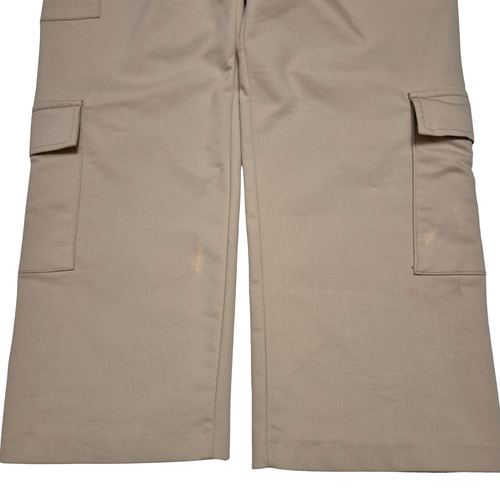 Zara Womens Size L Wide leg Tabbed Pockets Cargo Pants Stretch High Rise Khaki - Picture 3 of 13