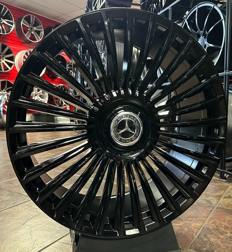 22" Wheels fit Mercedes Brabus Gloss Black GL ML GLS with Tires GL550 GLE SUV - Picture 4 of 6