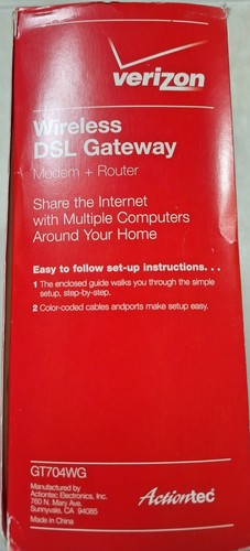 VERIZON Wireless DSL Gateway Modem + Router Model GT704WG (NOS) Open Box - Afbeelding 4 van 5